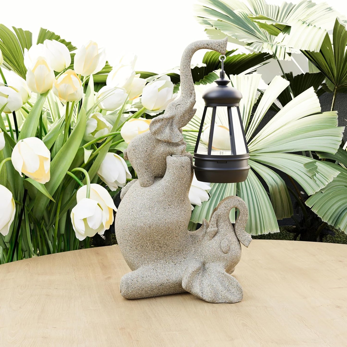 Solar Garden Statue 10 Inch Elephant Decor for Outside Yard Decoration Outdoor Unique Housewarming Gardening Birthday Gifts for Women Grandma