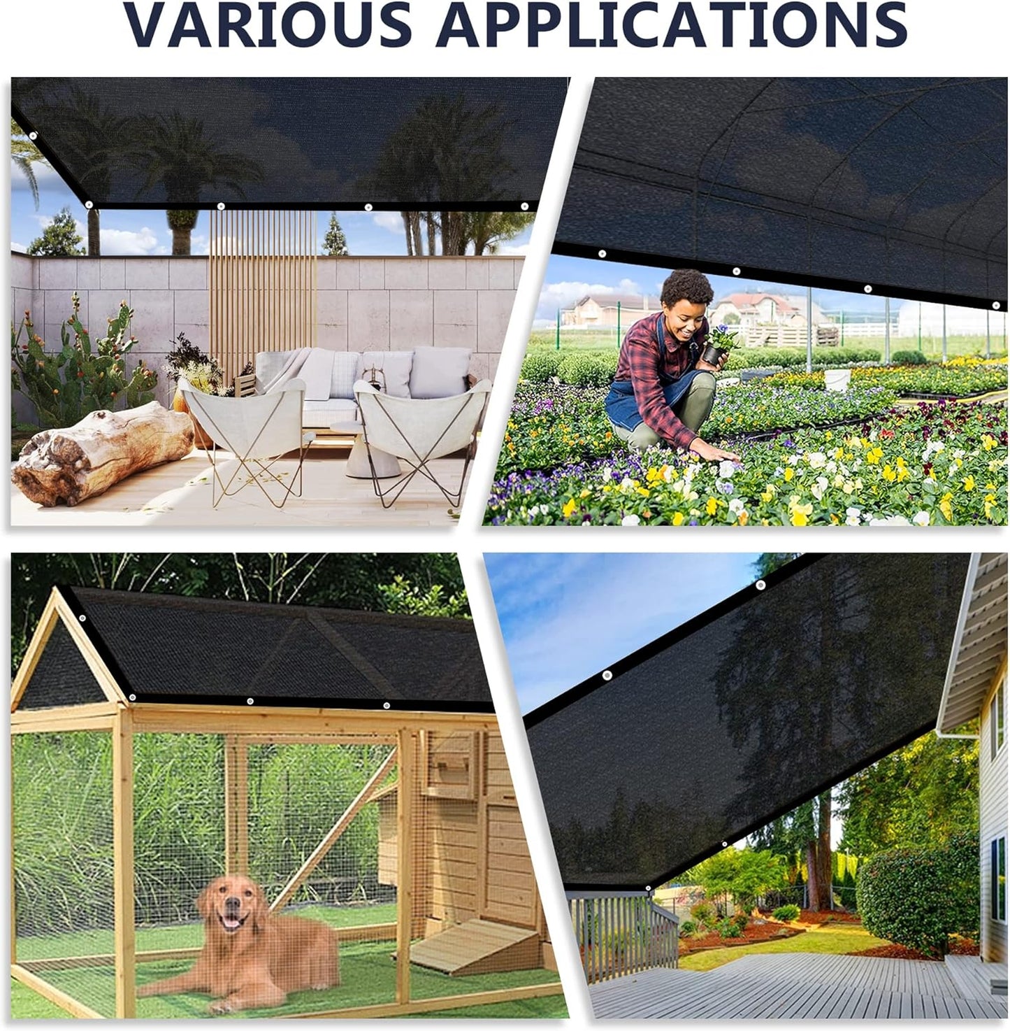VICLLAX 70% Shade Cloth, 11x14FT Durable Black Mesh Trap with Every 3 FT Grommet, Sun Shade Fabric Netting for for Plants Cover, Greenhouse, Chicken Coop, Barn Kennel, Garden Patio
