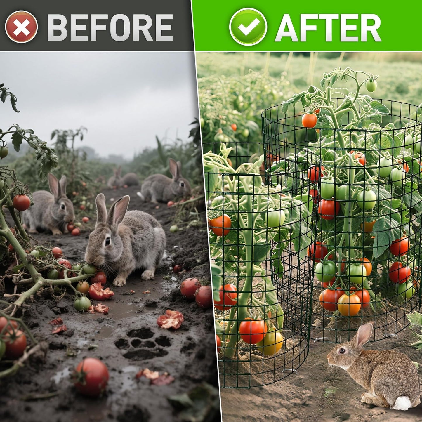 8pcs Plant Protectors from Animals, 20"x 12" Wire Plant Protector, Wire Cages for Plants with Stakes and Cable Ties, Metal Plant Cages for Plants, Vegetables, Flowers