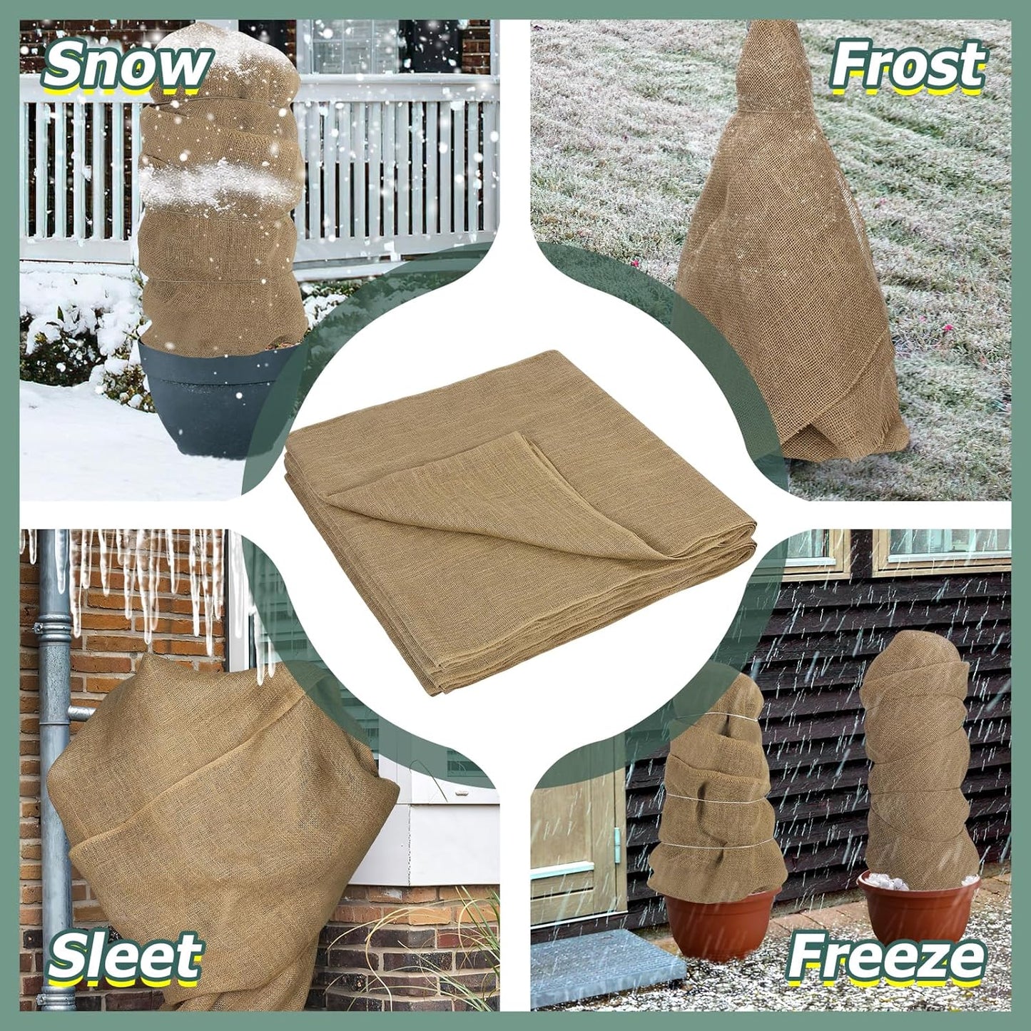 ANPHSIN 50ftx40in Natrual Burlap Plant Covers Freeze Protection - Winter Frost Plant Blankets, Frost Cloth Tree Wrap for Outdoor Bushes Trees Potted Plants Cold Weather