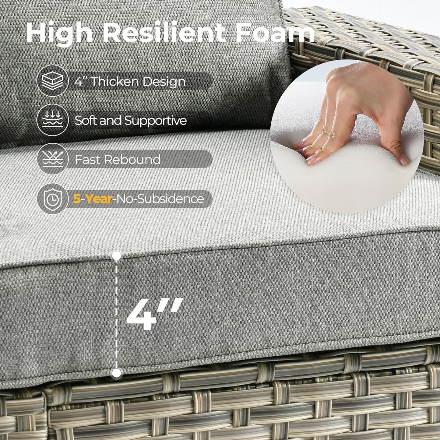 HOOOWOOO Outdoor Sectional Patio Furniture Set,9 Pieces Wicker Conversation Sets L Shaped Couch,Extra Deep Out Door Sofa Outside Furniture with Swivel Chairs,Charcoal Gray