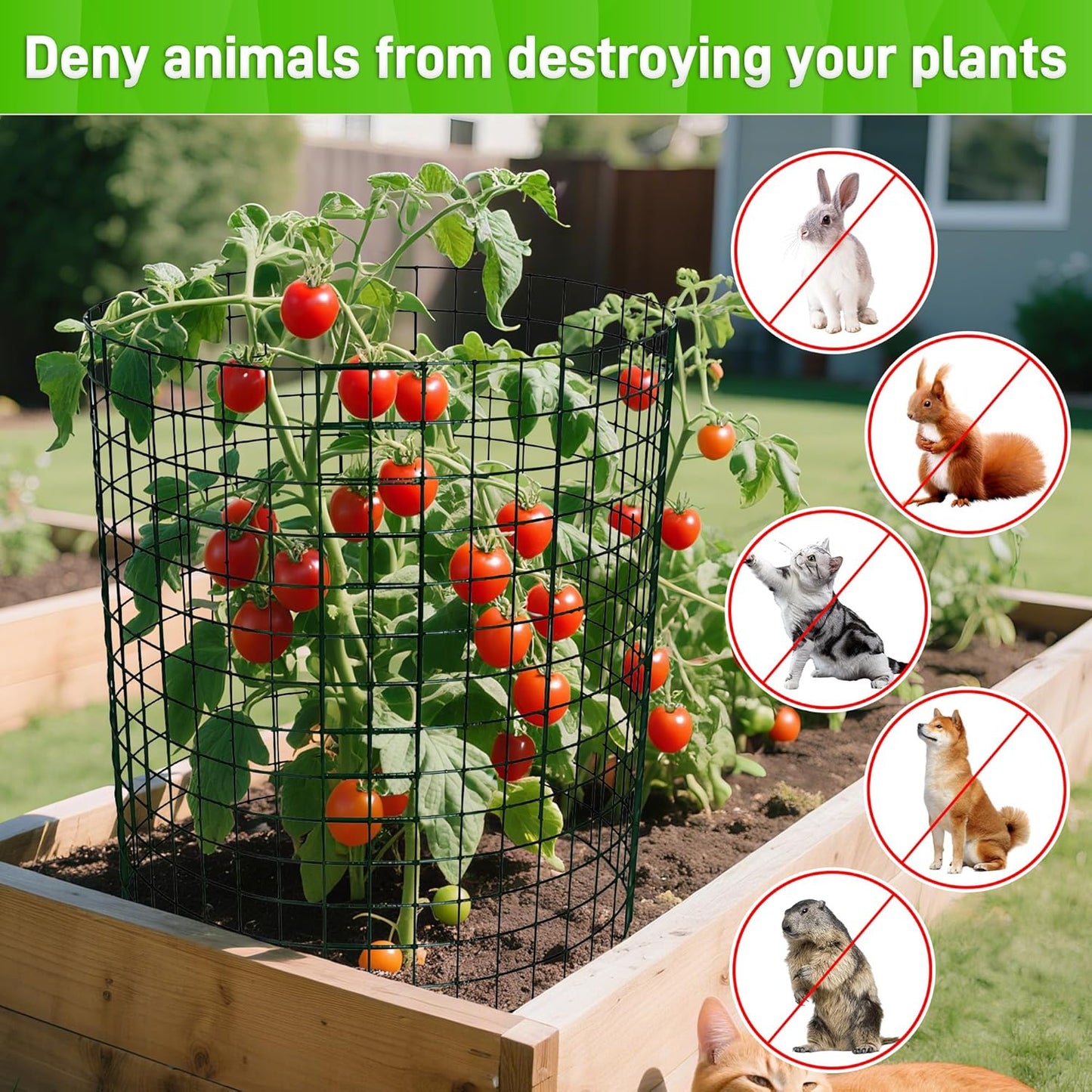 16pcs Plant Protectors from Animals, 24"x 12" Wire Plant Protector, Wire Cages for Plants with Stakes and Cable Ties, Metal Plant Cages for Plants, Vegetables, Flowers