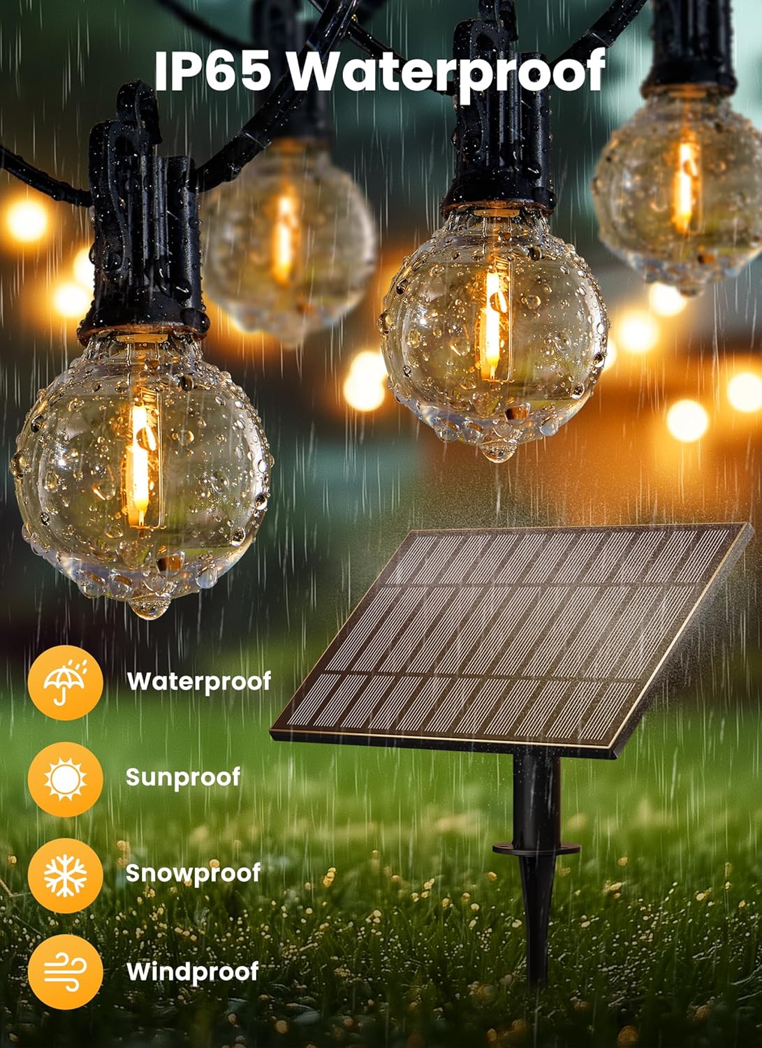Brightown 75FT Solar String Lights Outdoor with Remote and 36 LED Shatterproof Bulbs, Dimmable & Timable, 3 Light Modes, Solar Patio String Lights Outdoor for Cafe, Garden, Deck, Outside Wedding