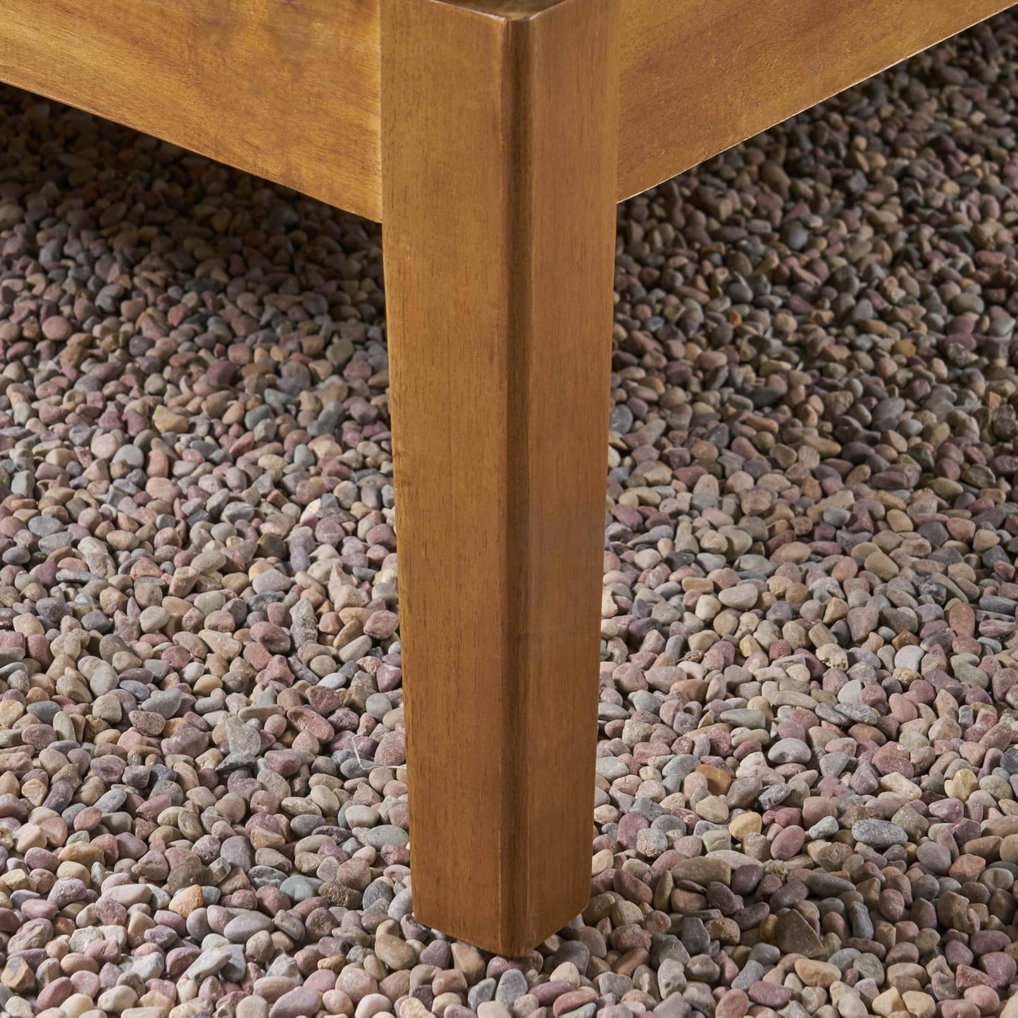 GDFStudio Samantha Double Chaise Lounge for Yard and Patio, Acacia Wood Frame, Teak Finish with Green Cushions, (307567)