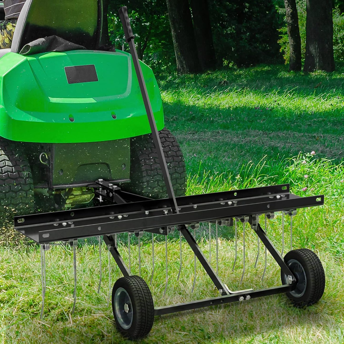 YITAMOTOR 40" Dethatcher Tow Behind Lawn rake Lawn Sweeper,Black