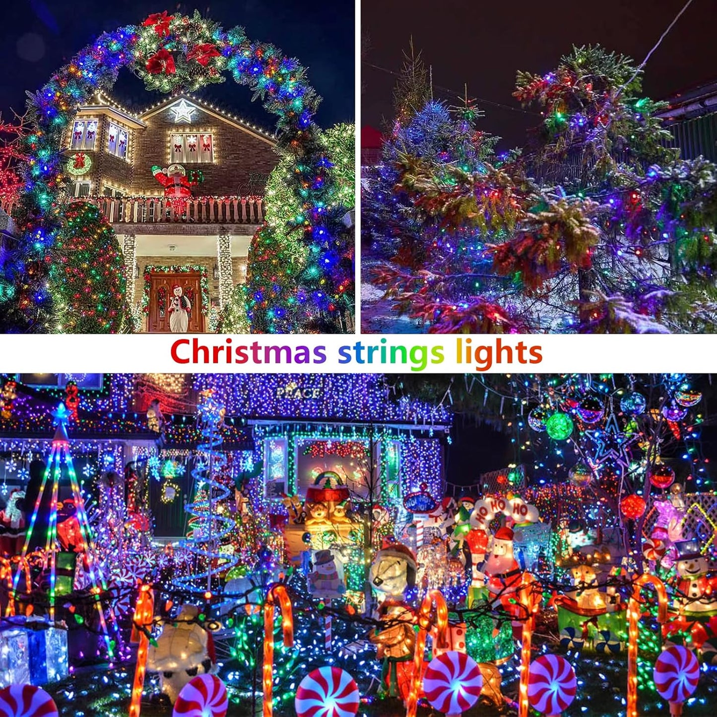 Multicolored Solar String Lights Outdoor Waterproof, 2-Pack Each 72FT 200LED Solar LED Fairy Lights Copper Wire 8 Modes Solar Twinkle Light for Garden Xmas Tree Party Wedding Decorations