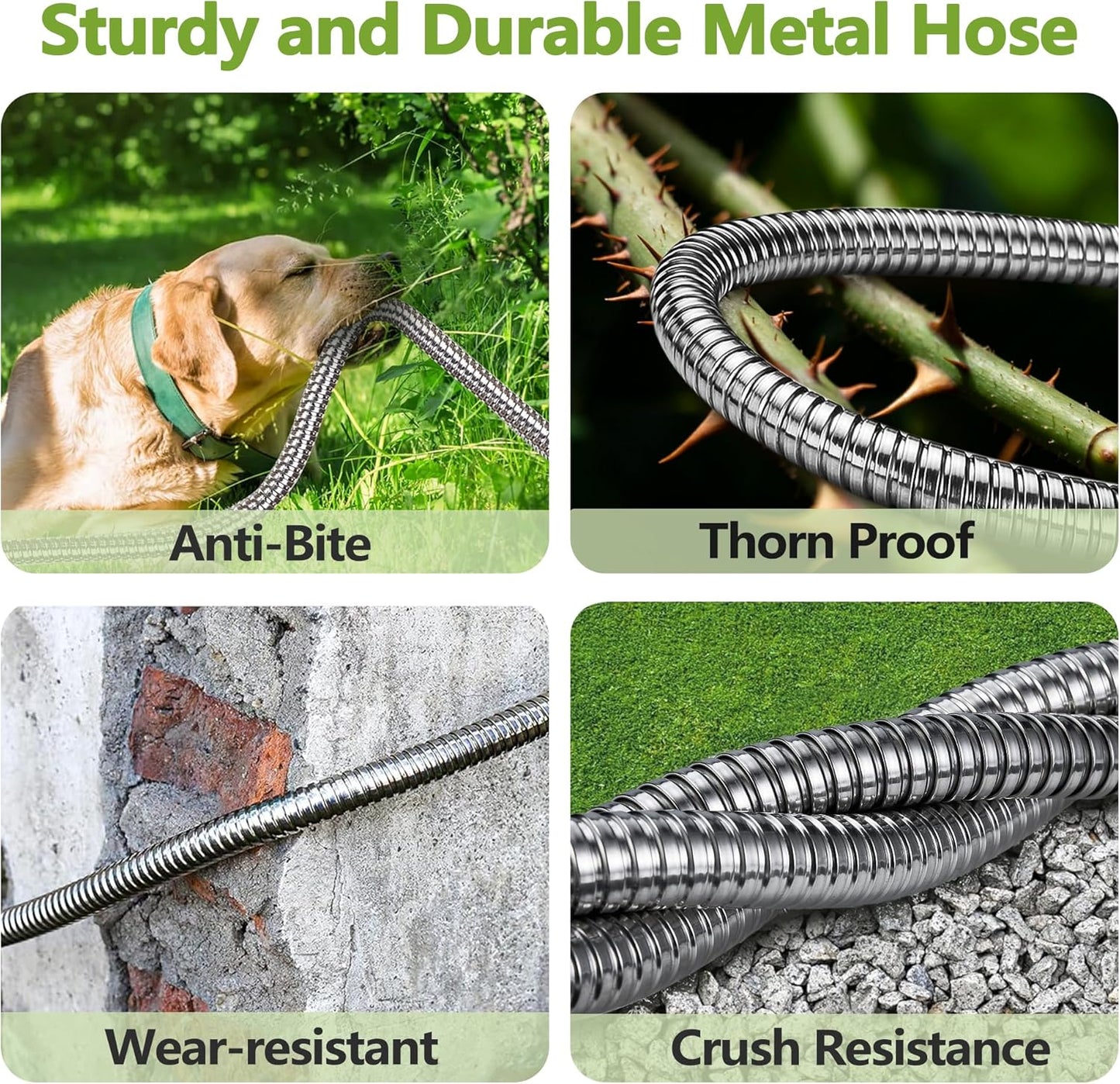 304 Stainless Steel Garden Hose 75FT-2025New Upgraded Metal Expandable Hoses With Nozzle And 3/4 Solid Fitting, Sturdy and Lightweight, Kink-Free, Rust Proof &Ultra-Durable Water Hose For Yard Camper