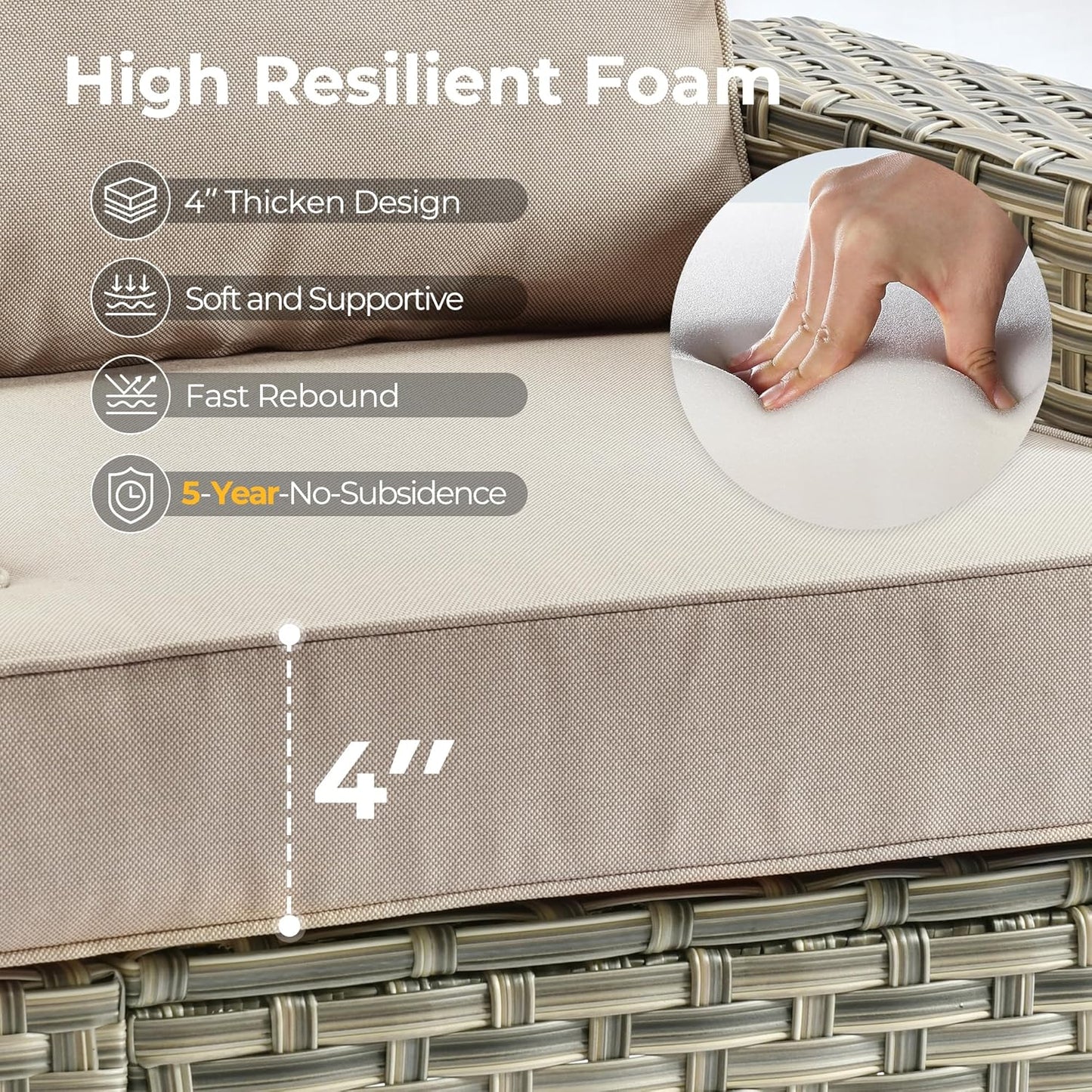 HOOOWOOO Outdoor Sectional Patio Furniture Set,9 Pieces Wicker Conversation Sets L Shaped Couch,Extra Deep Out Door Sofa Outside Furniture with Rocking Chairs,Beige