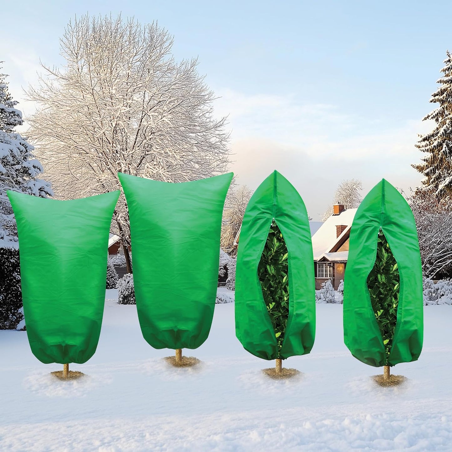 SCRUBIT Plant Covers Freeze Protection, 78"W x 94"H Frost Cloths for Outdoor Plants & Fruit Trees with Zipper and Drawstring, Thick Winter Plant Covers - Tree Frost Blankets for Shrubs