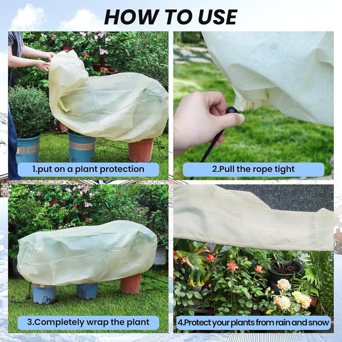 MIXC 2 Packs Plant Covers Freeze Protection, 59" x 19.7" x 21.7" Winter Plant Cover Cold Weather Tree Frost Cloth Warm Blankets Shrub Covers for Outdoor Plant