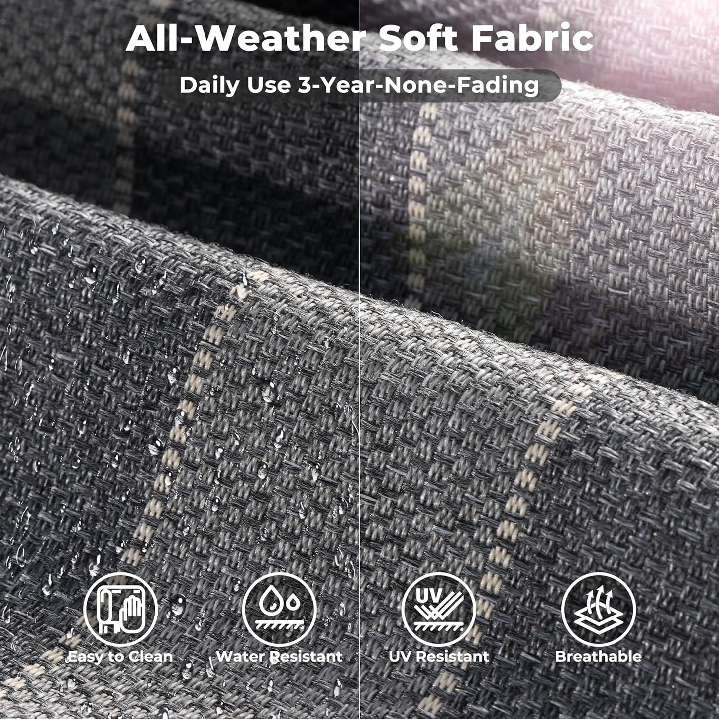 ovios 10 Pieces Patio Furniture Set, Outdoor Wicker Sectional Sofa with 54" Fire Pit Table Swivel Chairs, Modern Modular Deep Seat Rattan Couch Conversation Sets, Dark Gray Stripe