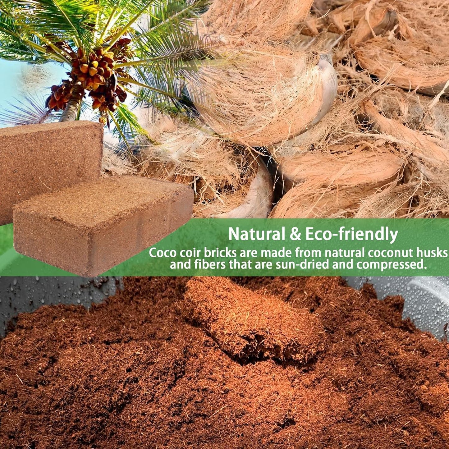 Coco Coir for Plant- 8 Pack Coco Coir Brick- 24 Gallons Coconut Soil with Low EC & PH Balance-Coco Fiber for Herbs& Flowers- High Expansion-Renewable Coco Soil for Planting