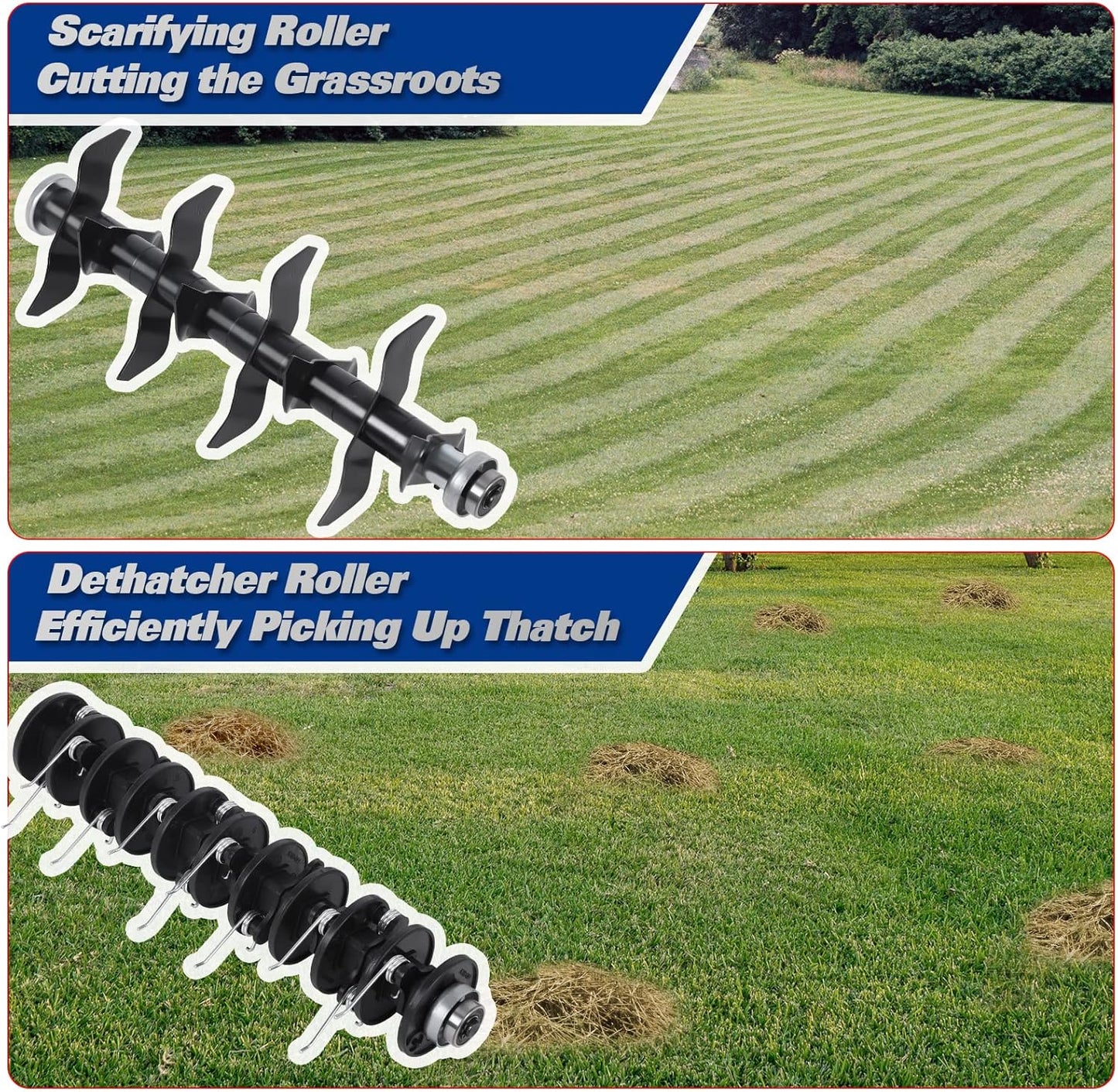 BILT HARD Dethatcher Scarifier Electric Powered, 12 Amp Copper Motor 13 inch Raking Width, 8 gal Thatch Bag, 2 in 1 Walk Behind Thatch Removing Machine for Lawn