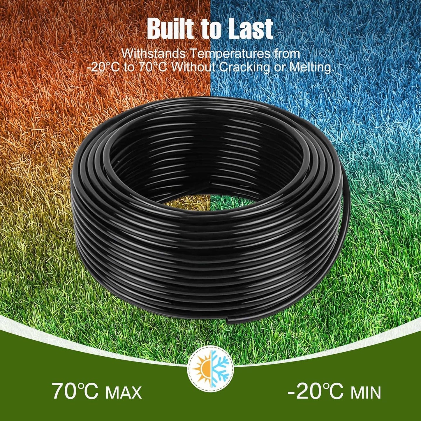 100FT 1/4 Inch Drip Irrigation Tubing with 10 Pack Push-to-Connect 1/4" Tee Connectors, Distribution Drip Line Hose & Universal Tee Fitting, for Drip Irrigation Parts or Drip System and Misting System