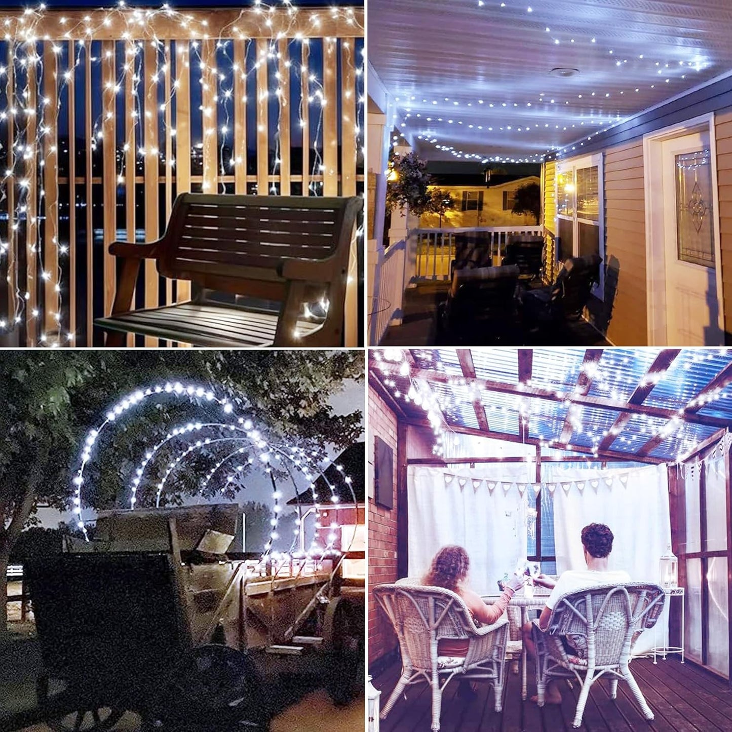 Joomer Solar Fairy Lights, 2-Pack Total 80FT 240LED Solar String Lights Outdoor Waterproof 8 Lighting Modes for Patio Fence Party Garden Yard Home Holiday Tree Outdoor Decoration (White)