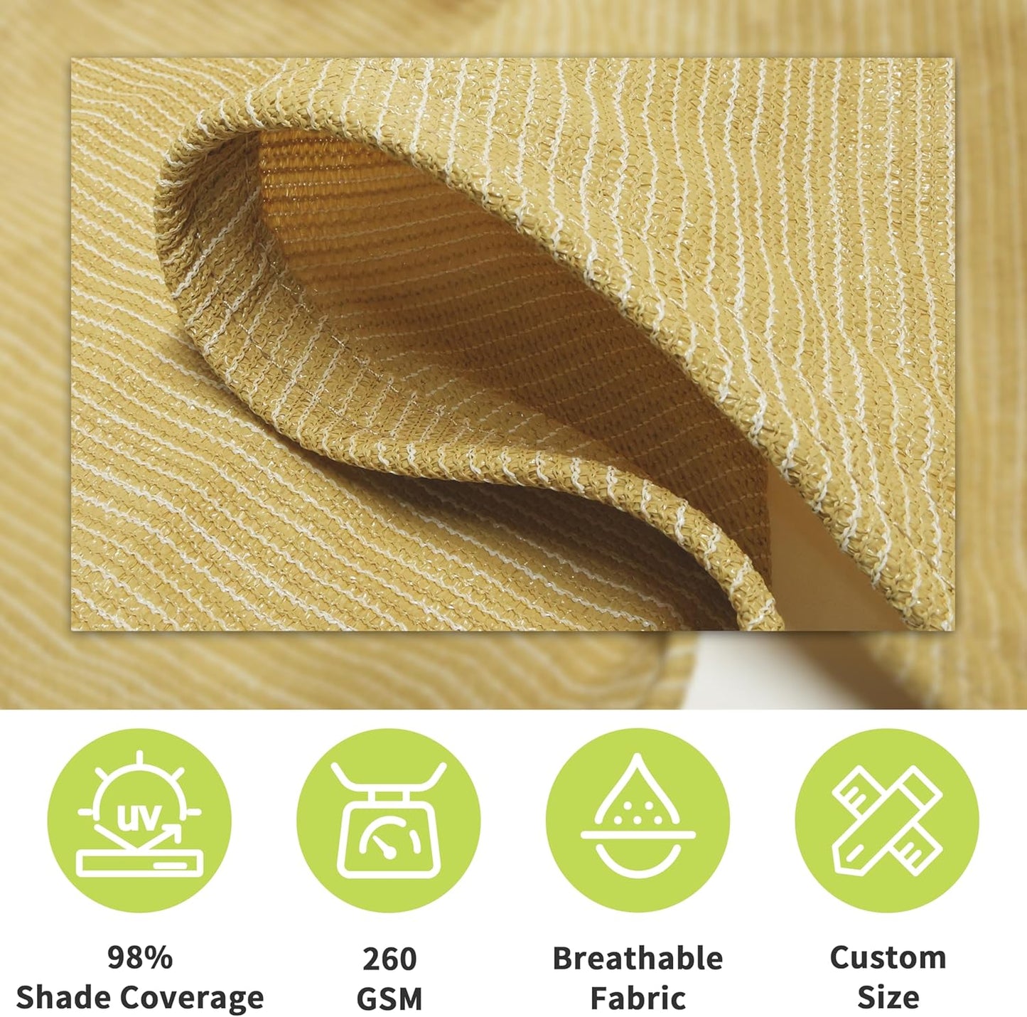 Royal Shade Heavy Duty 16' x 16' Grey Square Pro Ring Shade Sail, 260 GSM Commercial Grade UPF50 Sunshade, Reinforced Corners & Edges -5Years Warranty (We Make Custom Size)