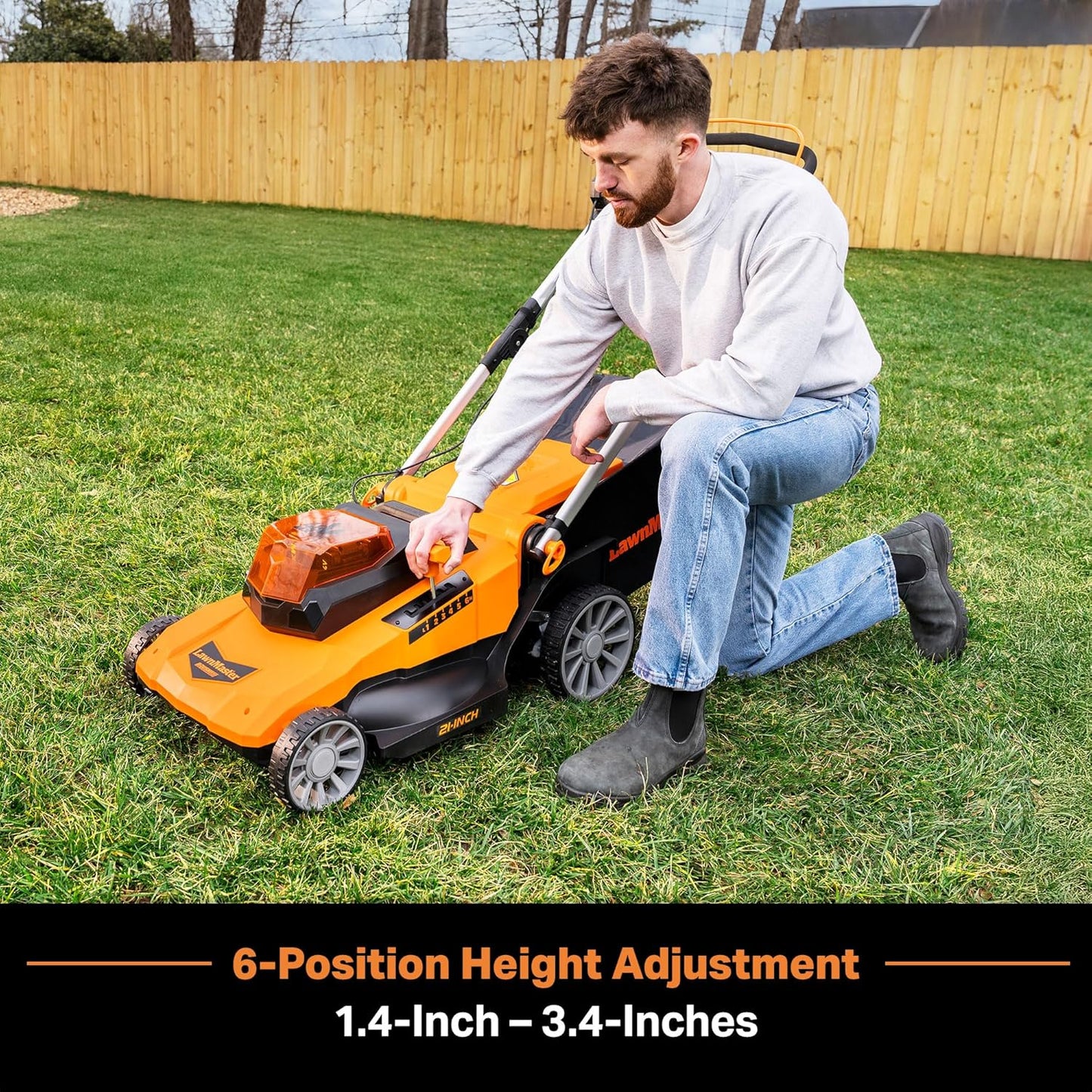 LawnMaster CLMF4821A Cordless Lawn Mower Brushless 48V MAX* 21Inch 3-in-1 Function Up to 1/2 Acre with 4X24V MAX* 4.0Ah Battery and a Dual Charger