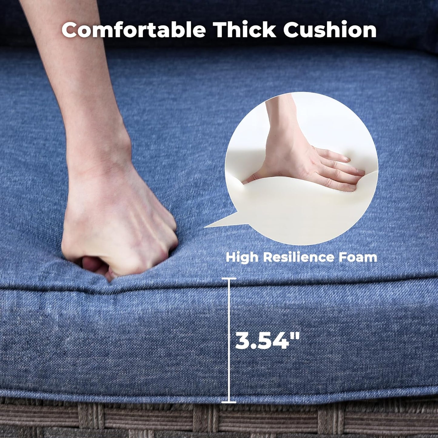 ovios 16 Pieces Patio Furniture Set, Outdoor Wicker Sectional Sofa with 54" Fire Pit Table Swivel Chairs, Modern Modular Deep Seat Rattan Couch Conversation Sets, Denim Blue