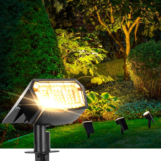 Solar spotlights Outdoor 63 LED 3 Lighting Modes, IP65 Waterproof Lighten Yard Garden House Garage Pathway for Christmas Decorations-10 Pack