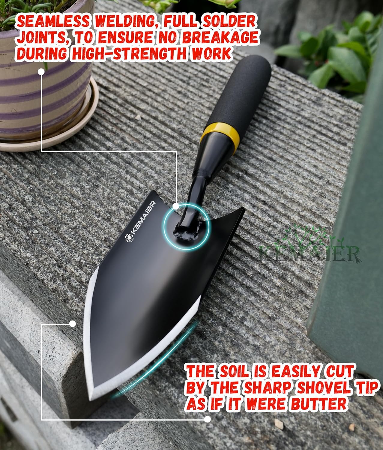 Heavy-Duty Gardening Hand Trowel with Sheath - Stainless Steel Garden Shovel Featuring a Rubberized Handle, Perfect for Diligent Farmers' Soil Planting, Digging, and Transplanting