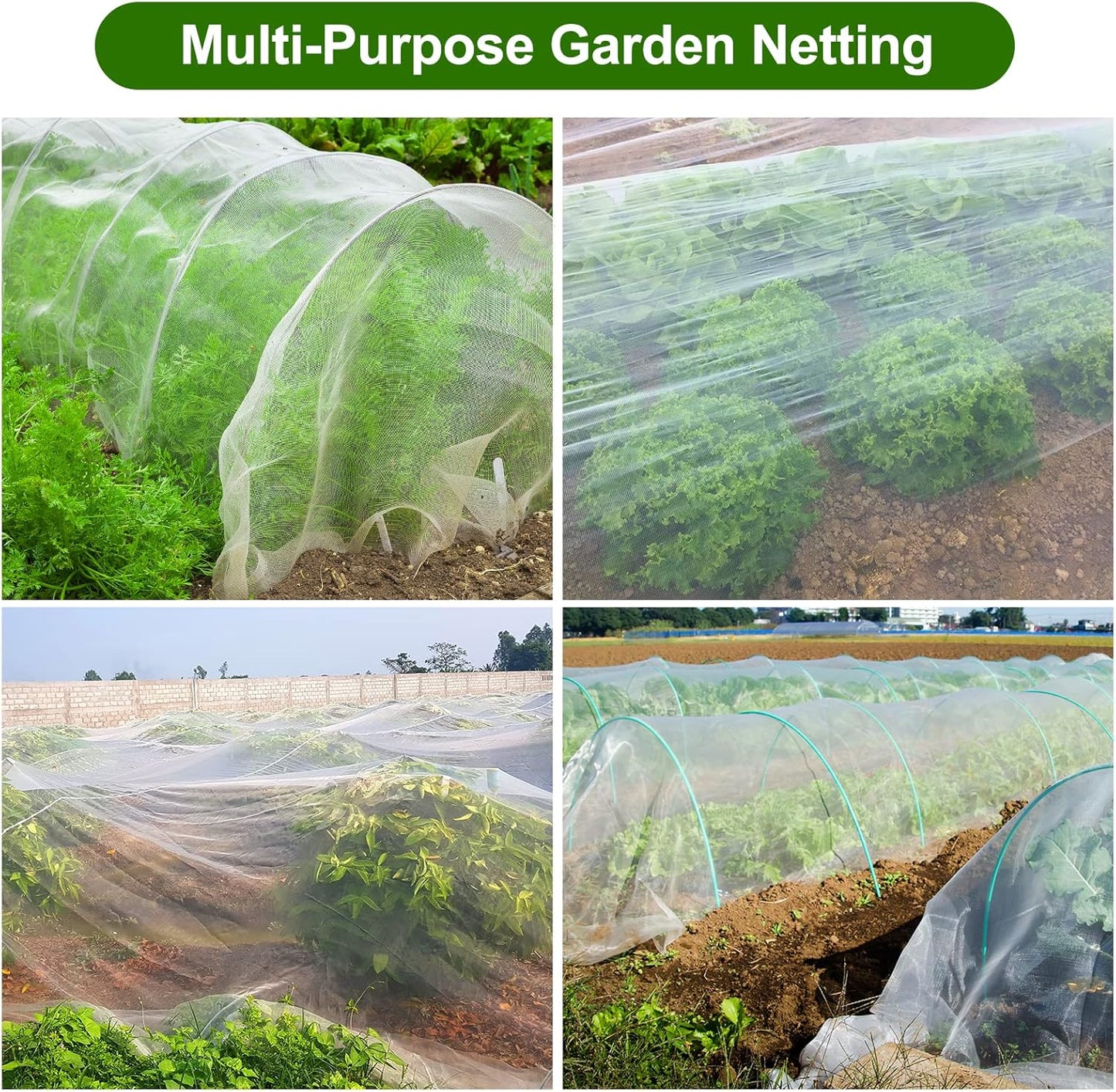 Garden Netting, Jevrench Durable Ultra Fine Garden Netting, Garden Plant Cover Row Cover Makes Plants, Vegetables, Fruits, and Flowers Grow Better (10ft x 35ft)