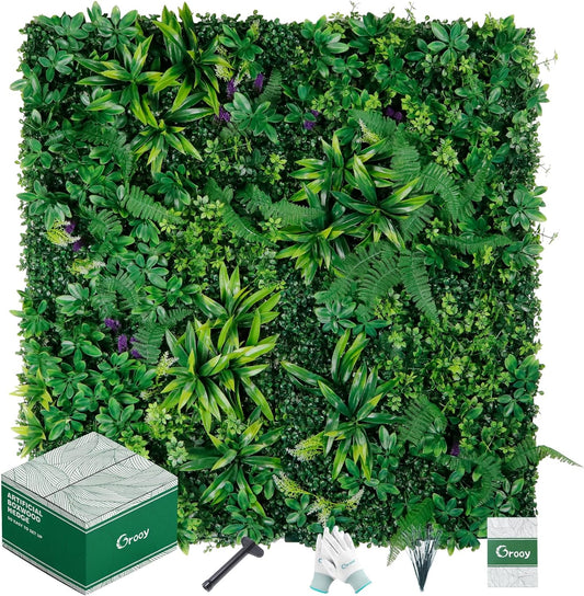 Artificial Boxwood Panels, Grass Wall Panels 20"x20"(12pcs), Privacy Hedge Fence Screen with UV Protection, Fake Greenery Backdrop for Indoor Wedding and Outdoor Garden Backyard