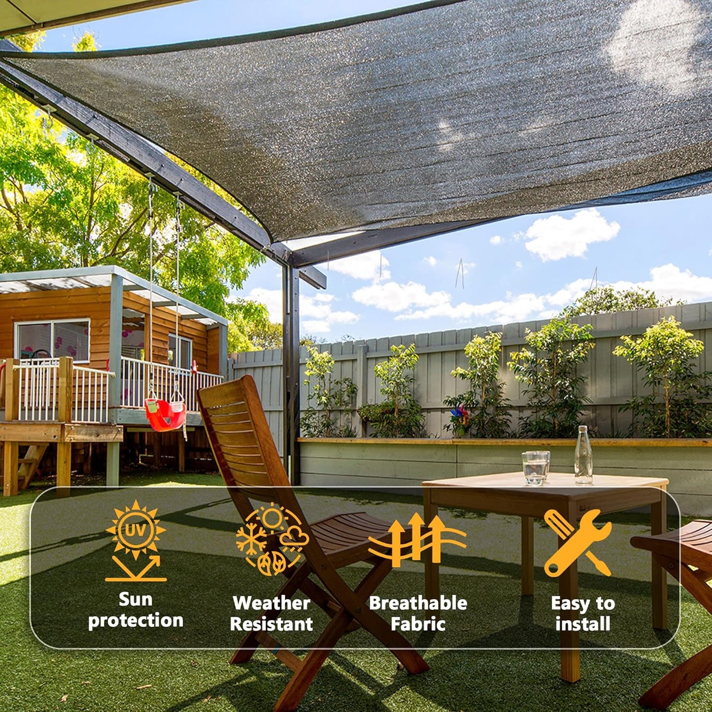 VICLLAX 70% Shade Cloth, 15x17FT Durable Black Mesh Trap with Every 3 FT Grommet, Sun Shade Fabric Netting for for Plants Cover, Greenhouse, Chicken Coop, Barn Kennel, Garden Patio