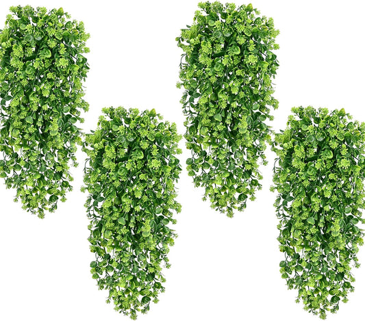 Waipfaru 4Pcs Fake Hanging Plants 3ft Fake Plants UV Resistant Fake Vines Artificial Decor for Indoor Outdoor Party Wall Porch Wedding Decoration,Light Green