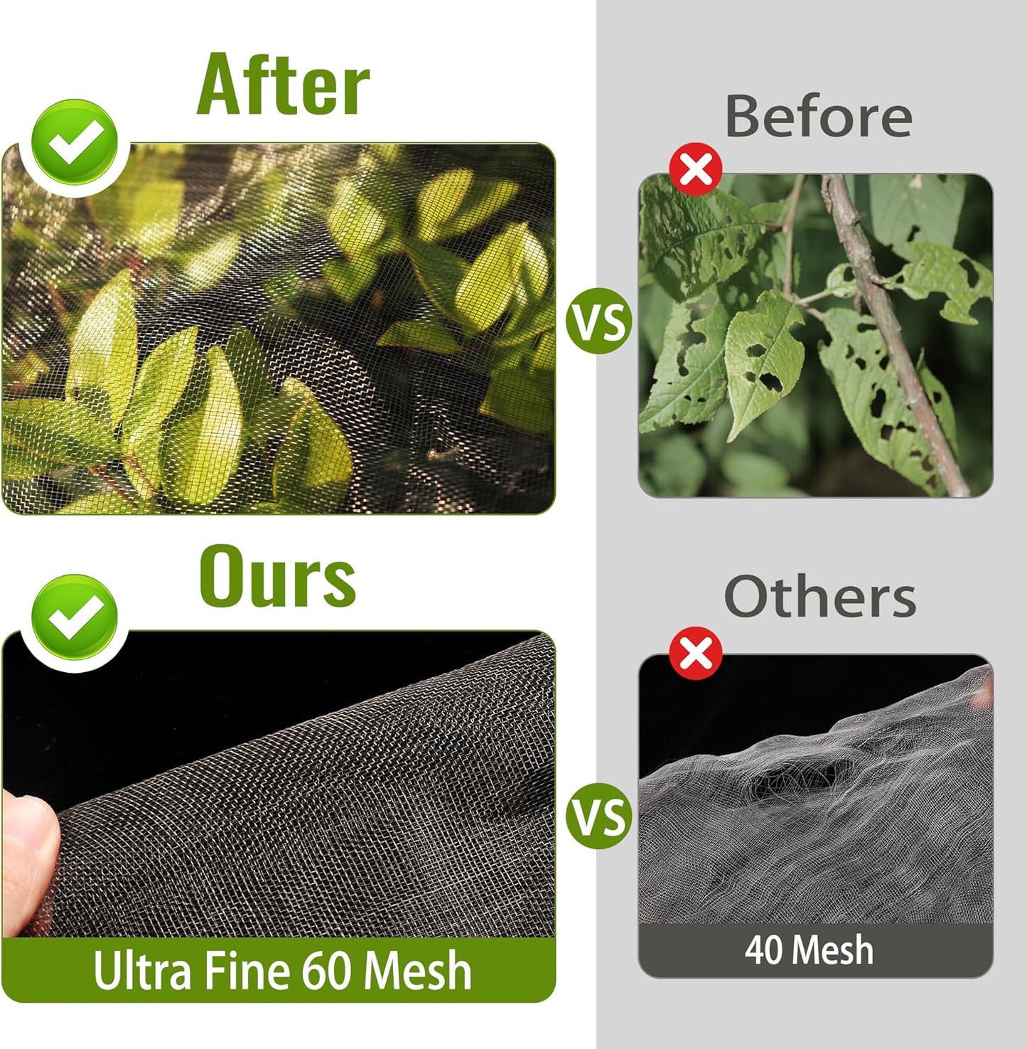 2 Pack Fruit Tree Netting Bags with Zipper and Drawstring, 4 x 5ft Ultra Fine Mesh Garden Netting Plant Cover, Bird Netting for Blueberry Bushes, Fruit Trees, Flowers (Black, 4 x 5 ft)