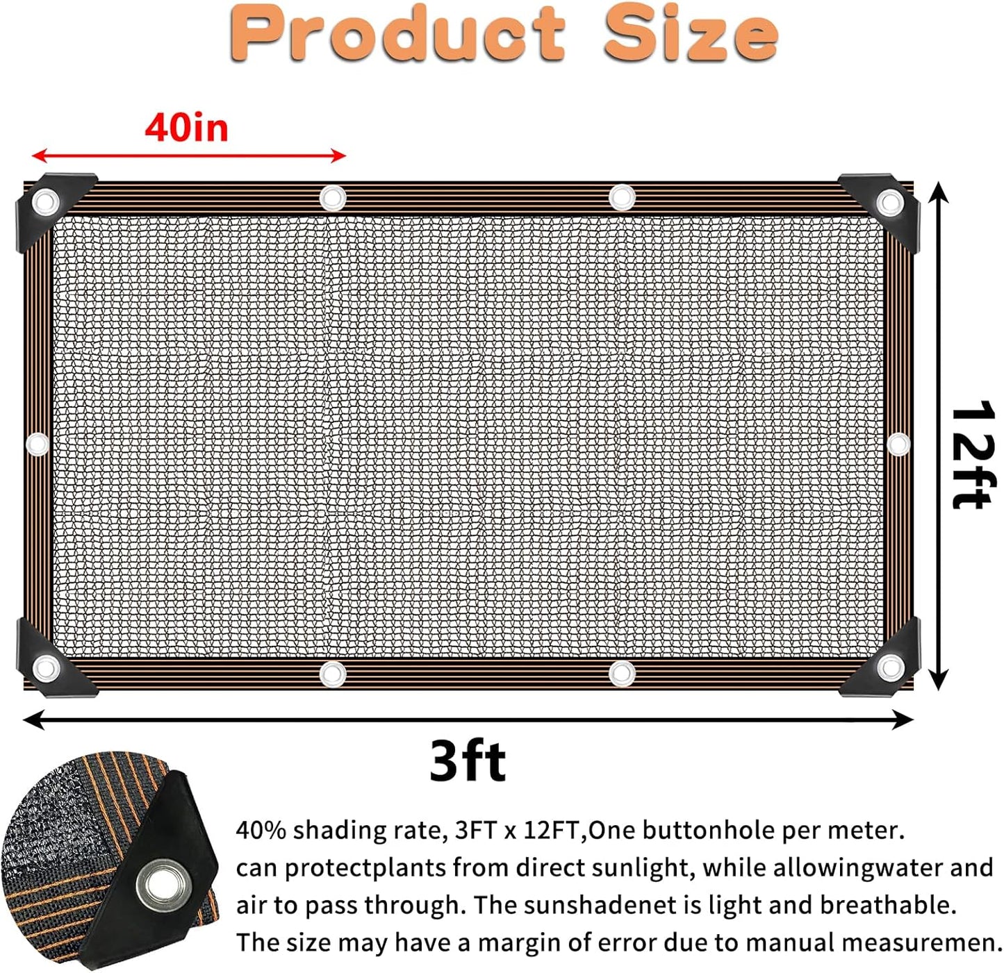 Shade Cloth for Plants Greenhouse, 40-50% Sunblock Shade Sails -for Outdoor Garden Pergola Patio Lawn Plant Sun Shade Cloths for Kennel Chicken Coop Easier to Hang Shade Net Cover