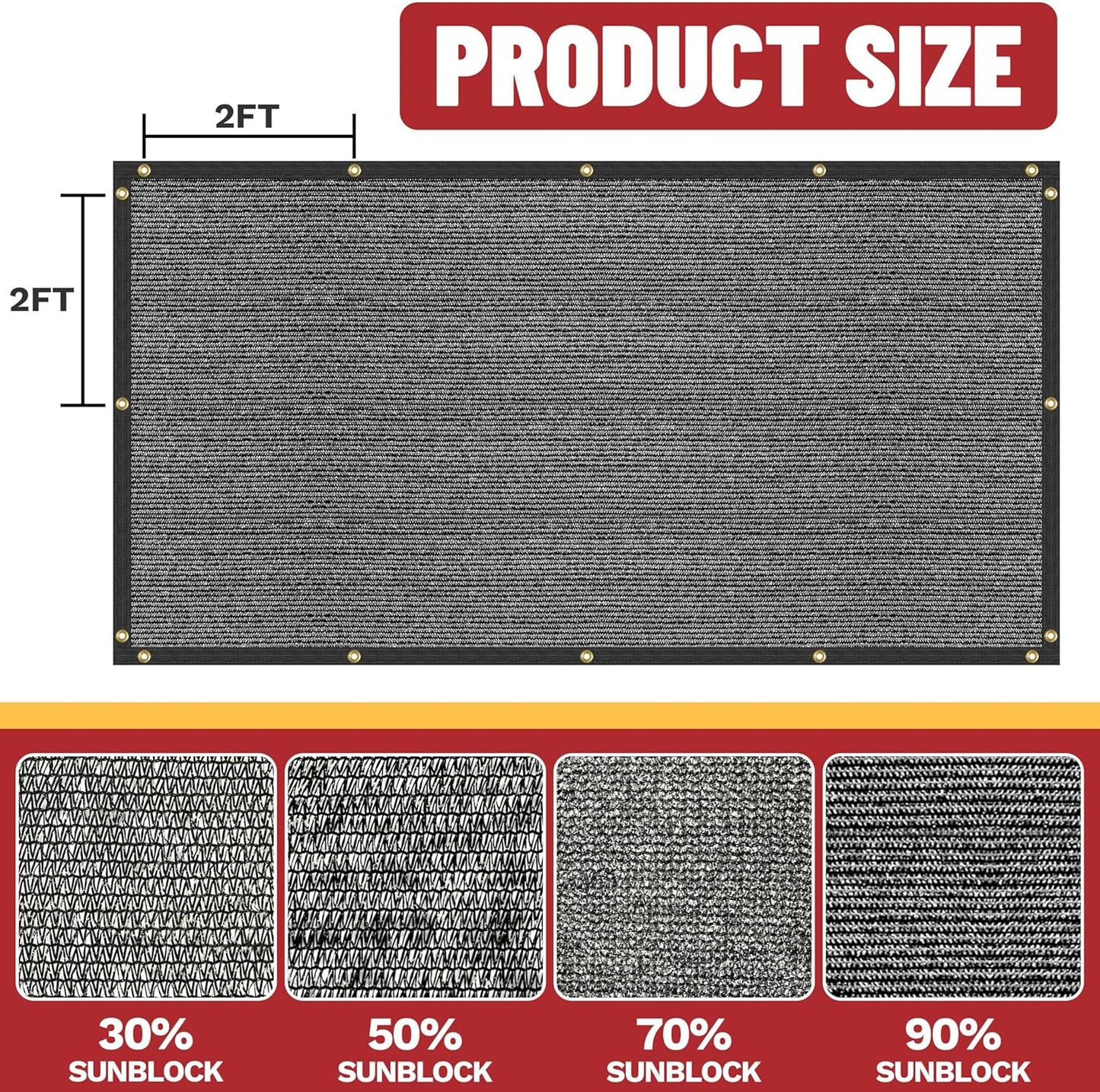 ShadeMart 50% Shade Cloth for Plant, Black 5FT x 17FT Custom Size Outdoor Shade Tarp, Shade Cover with Upgrade Grommets and Zip Ties, Netting Sunblock Net for Vegetables Flower Garden Greenhouse